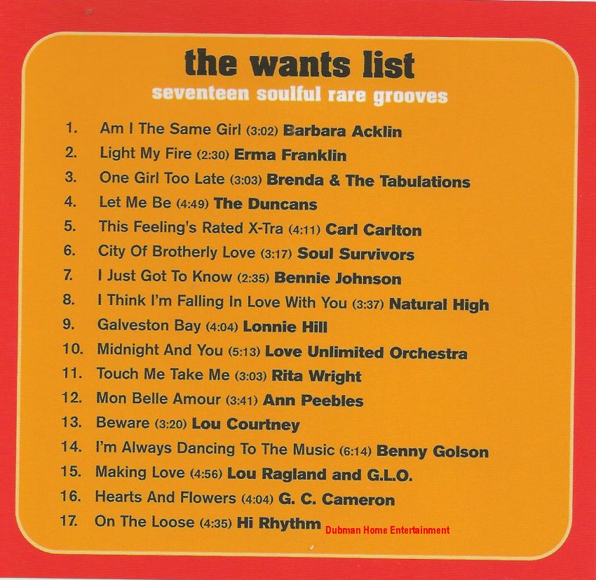 V/a - The Wants List Vol.1 - Dubman Home Entertainment