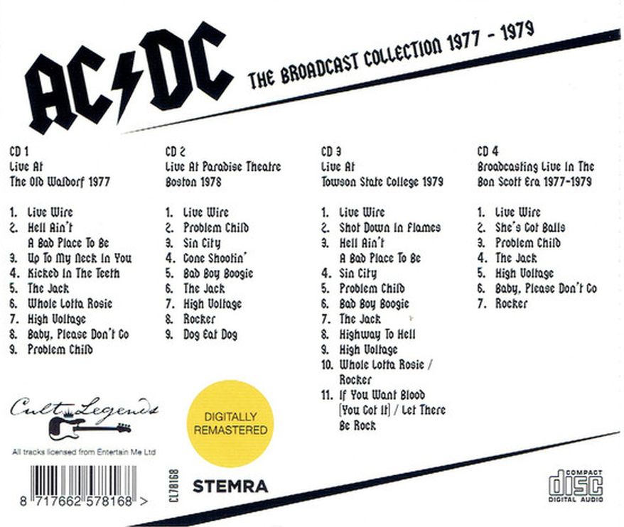 AC/DC – The Broadcast Collection 1977 – 1979 4-cd box. - Dubman Home ...